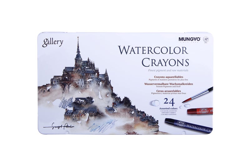 MUNGYO Watercolour Crayons (Set Of 24 In Tin Box), Multicolor - Image 4