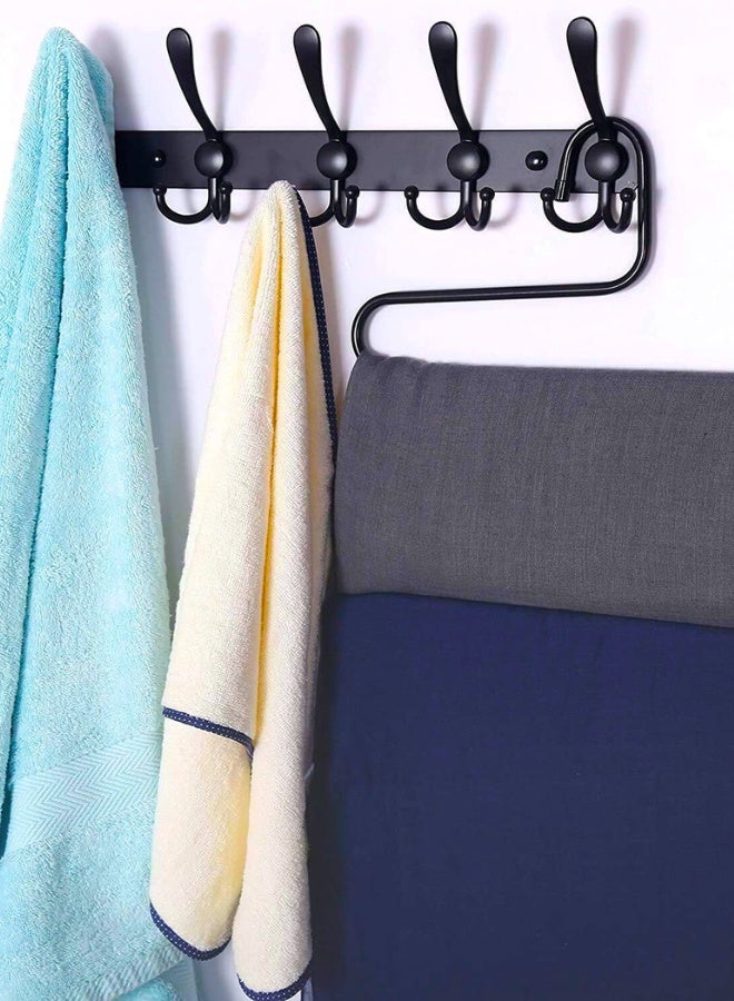 Coat Rack Wall Mounted - 5 Tri Hooks, Heavy Duty, Stainless Steel, Metal Coat Hook Rail For Coat Hat Towel Purse Robes Mudroom Bathroom Entryway,Black - Image 2