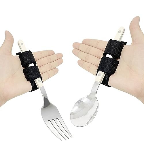 MUROCEA Adaptive Utensils Universal Cuff for Hand Tremors - Spoon & Fork Food Eating Daily Living Accessories for Disabled, Handicapped - Image 1
