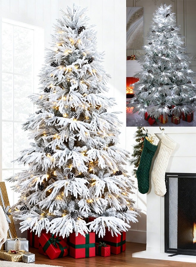 VUCATIN Premium Artificial Christmas Tree with LED Multicolored String Lights Rugged Metal Stand 9 Lighting Modes Xmas Decoration - Image 1