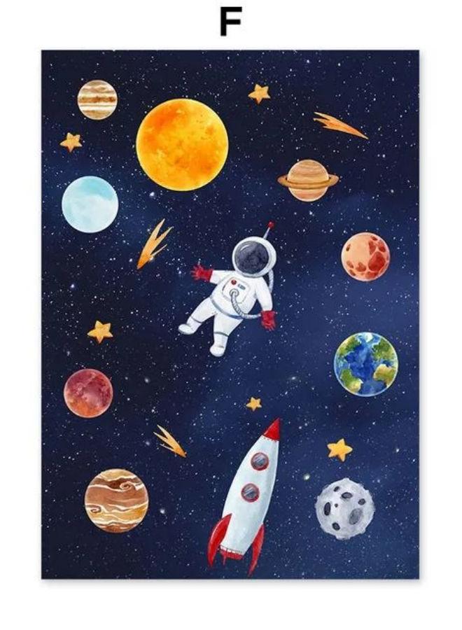 Astronaut Rocket Solar System Custom Name Space Wall Art Canvas Painting Posters And Prints Wall Pictures Kids Boys Room Decor - Image 1