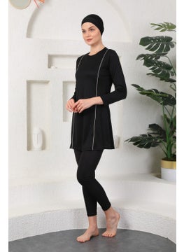 Medipek Fully Covered Hijab Swimsuit Black My Face  - Image 1