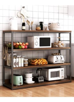ماركة غير محددة رف تخزين، رف فرن من 4 طبقات، خزانة مطبخ مقاس 120 × 30 × 100 سم، رف الكتب، خزائن كتب غرفة المعيشة، مناسبة للممر، الأريكة، غرفة المعيشة، المطبخ، غرفة النوم  - Image 1