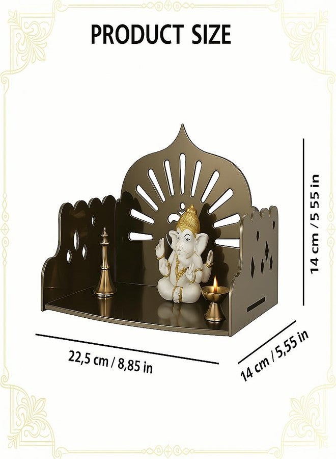 Fliptic Small Acrylic Wooden Temple DIY || Wall-Mounted Pooja Mandir, Shining Finish for Home, Office, Shop || Wall Mounted Small Size Wooden Temple || Do It Yourself (Dark Bronze), 14 cm, 22.5 cm - Image 3