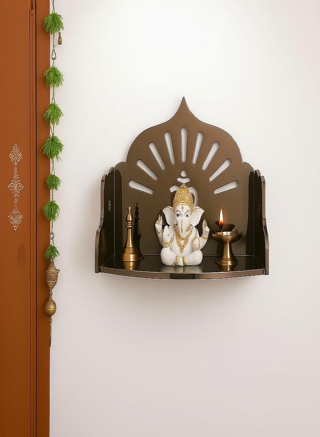 Fliptic Small Acrylic Wooden Temple DIY || Wall-Mounted Pooja Mandir, Shining Finish for Home, Office, Shop || Wall Mounted Small Size Wooden Temple || Do It Yourself (Dark Bronze), 14 cm, 22.5 cm - Image 2
