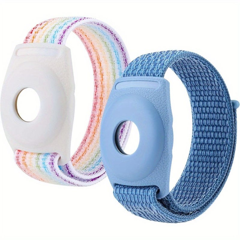 2pcs Mixed Color TPU Princess Medallion Holder Wristband Airtag Case Kids Elderly - Image 1