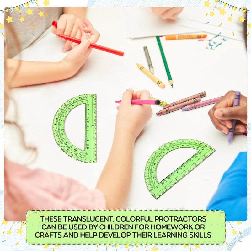 eBoot Plastic Protractor Math Protractors 180 Degrees, 6 Inch, Pack of 2 (Green) - Image 4