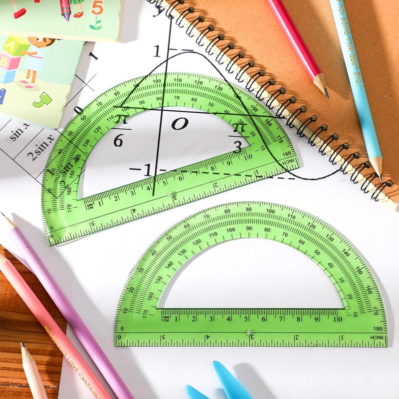 eBoot Plastic Protractor Math Protractors 180 Degrees, 6 Inch, Pack of 2 (Green) - Image 5