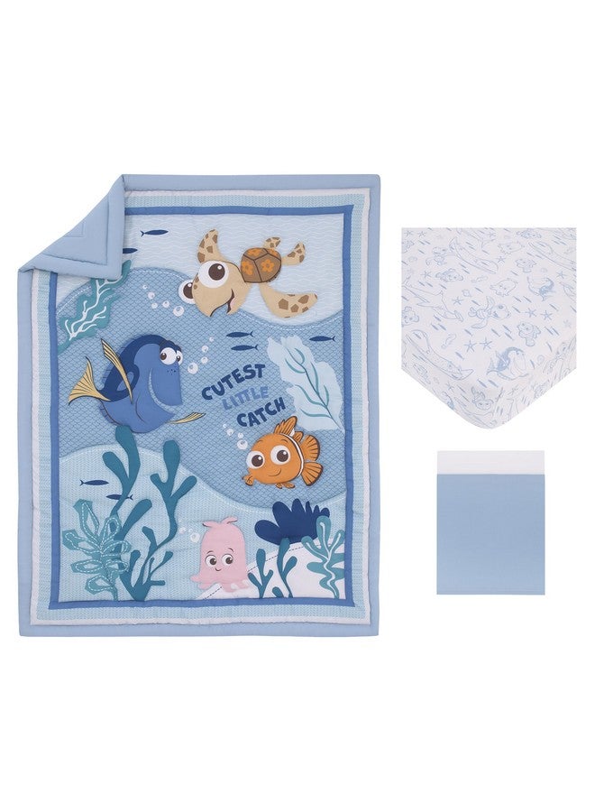NoJo Disney Finding Nemo Cutest Little Catch Light Blue, Orange, and Navy 3 Piece Nursery Crib Bedding Set - Comforter, Fitted Crib Sheet, and Crib Skirt - Image 5