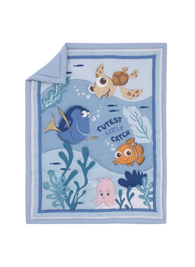 NoJo Disney Finding Nemo Cutest Little Catch Light Blue, Orange, and Navy 3 Piece Nursery Crib Bedding Set - Comforter, Fitted Crib Sheet, and Crib Skirt - Image 2