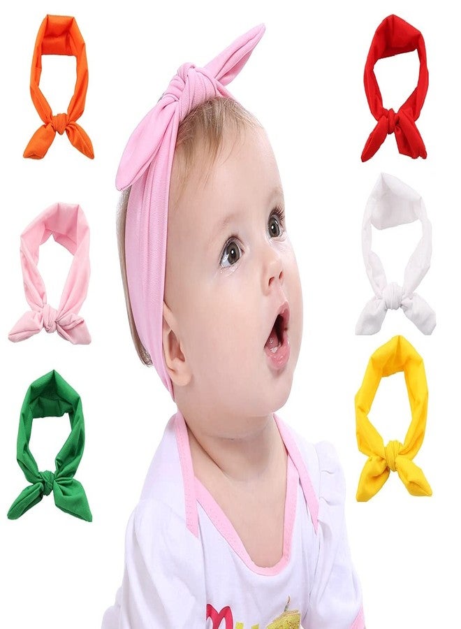 TREXEE 6pc Unisex Infants Baby Headbands Soft Headwraps Stretch hair accessories Bowknot Headbands Elastic Cute Hair Band For Baby Girls (Pack of 6) - Image 1