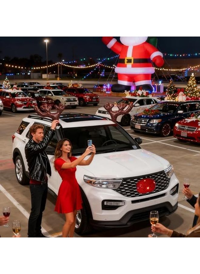 Brown LED Car Antlers with Bright Lights for Holiday Winter Festive Decor - Image 4