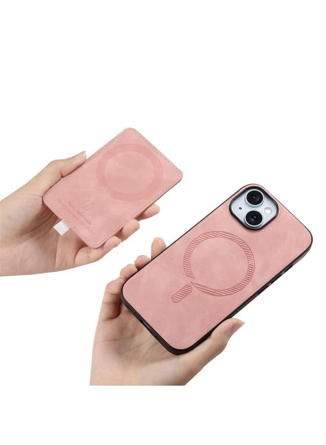 S-TOP Case For iPhone 15 Retro Cross Leather Ring Side Insert Card Bag MagSafe Phone Case - Image 3