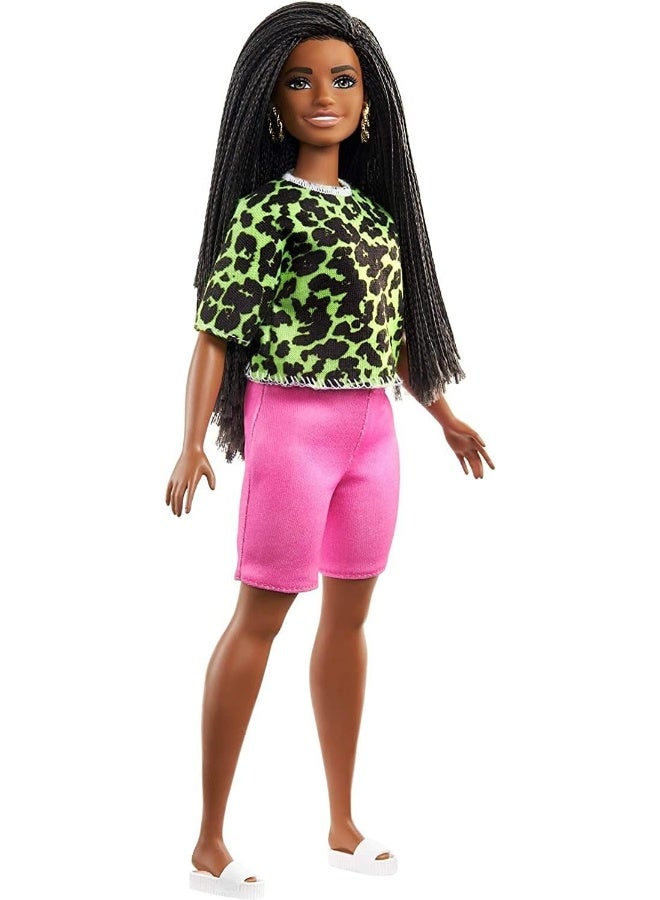 Mattel BARBIE Barbie Fashionistas Doll with Neon Leopard Shirt/Pink Bike Shorts