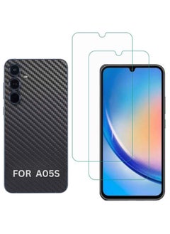 SARAOONT Samsung Galaxy A05S 1 Piece Carbon Fiber Skin Wrap and 2 Piece 10H Screen Protectors  - Image 1