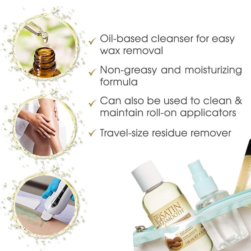 Satin Smooth Satin Release Wax Residue Remover Oil, Almond-Infused, Post-Waxing Oil, Skin Care, 4 fl. oz, 2-Pack - Image 3