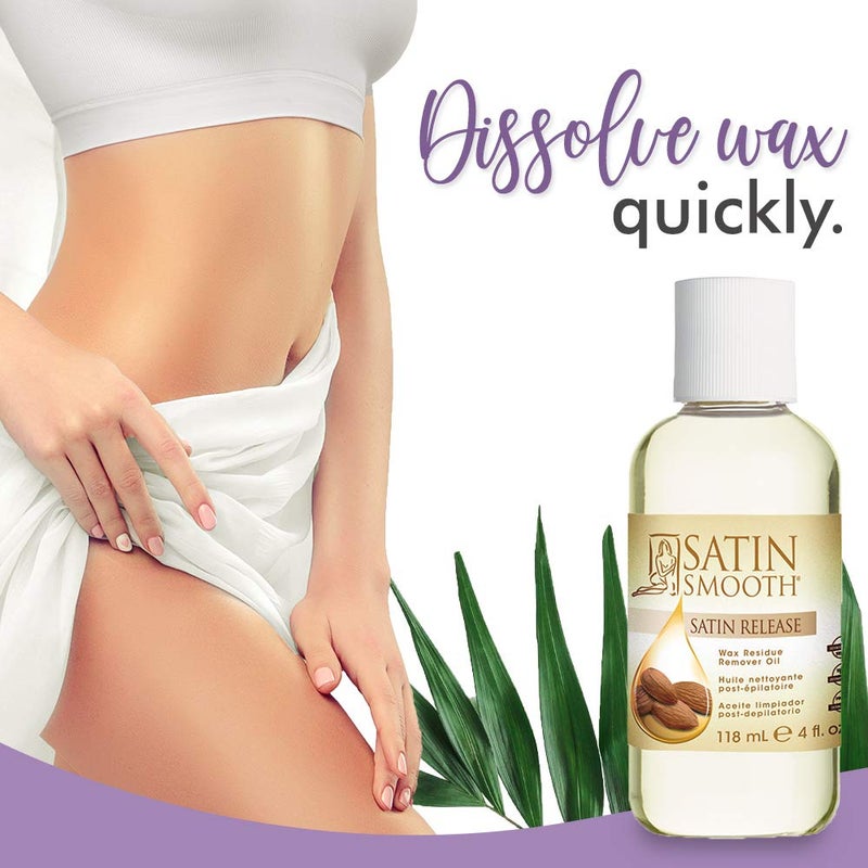 Satin Smooth Satin Release Wax Residue Remover Oil, Almond-Infused, Post-Waxing Oil, Skin Care, 4 fl. oz, 2-Pack - Image 2