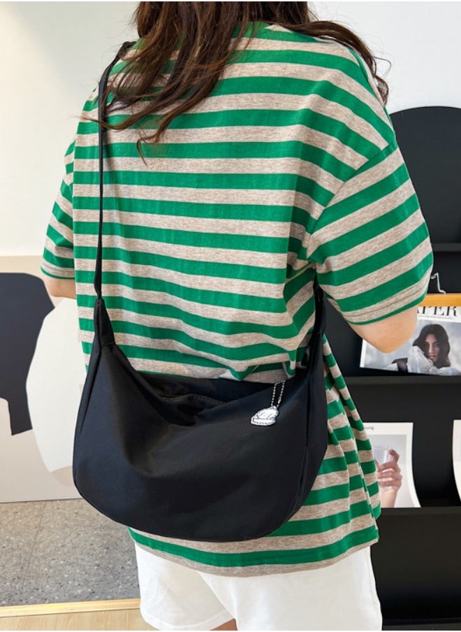 WAOKN - Girls Solid Color Simple Shoulder Bag, Student Canvas Crossbody Bags Sling Bag Side Bag Messenger Bag, Fresh Retro Carry Bag Gift Bag Handbag for Teenagers - Image 1