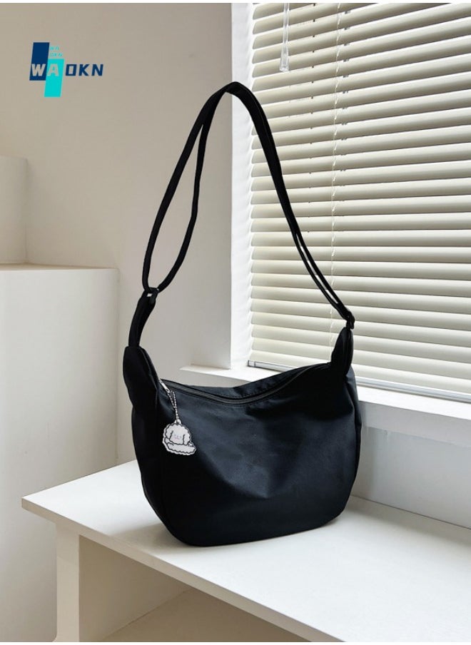 WAOKN - Girls Solid Color Simple Shoulder Bag, Student Canvas Crossbody Bags Sling Bag Side Bag Messenger Bag, Fresh Retro Carry Bag Gift Bag Handbag for Teenagers - Image 1