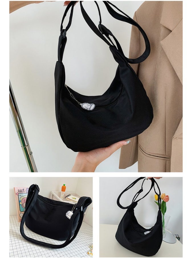WAOKN - Girls Solid Color Simple Shoulder Bag, Student Canvas Crossbody Bags Sling Bag Side Bag Messenger Bag, Fresh Retro Carry Bag Gift Bag Handbag for Teenagers - Image 1