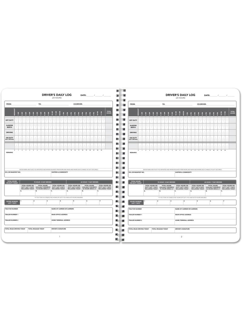 BookFactory BookFactory DOT Truck Driver Hours Log BookTruck Driving Hour Tracker WireO 100 Pages 85 x 11 LOG1007CWPPDOTTruckDrivingHours  - Image 3
