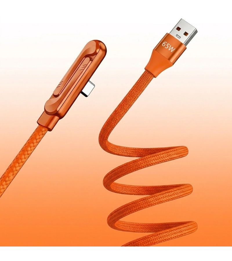 كابل شحن سريع USB-C قابل للطي بقدرة 65 واط مع حامل هاتف بتصميم على شكل حرف T، بطول 150 - Image 3