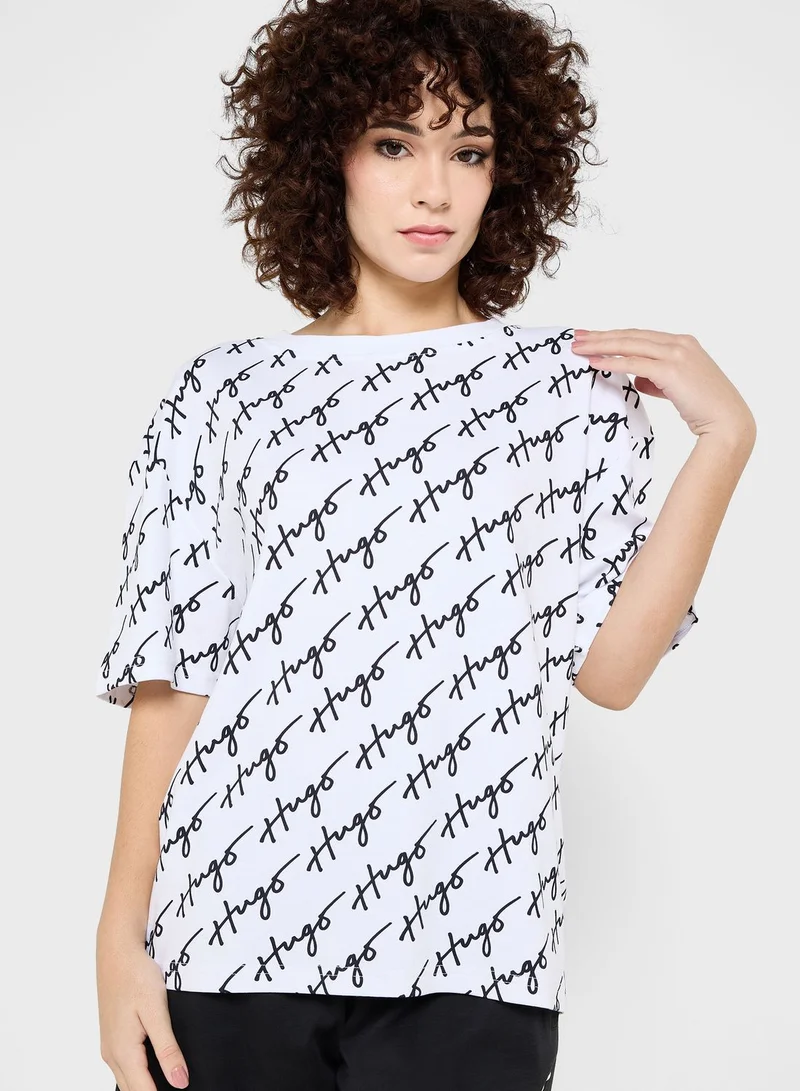 HUGO Printed Round Neck T-Shirt & Pyjama Set