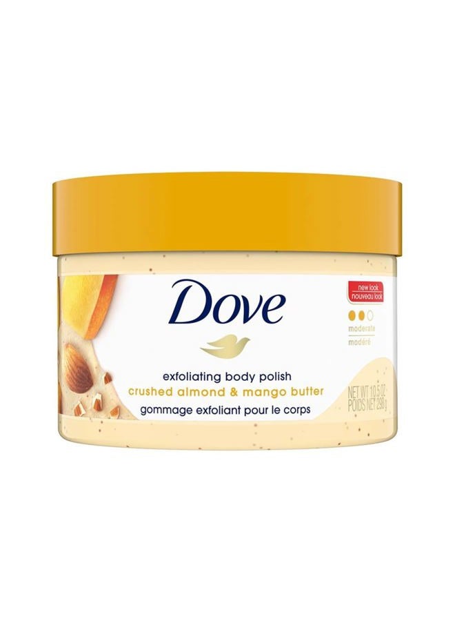 Dove Scrub Crushed Almond & Mango Butter For Silky Smooth Skin Body Scrub Exfoliates & Restores Skin's Natural Nutrients 10.5 oz - Image 1