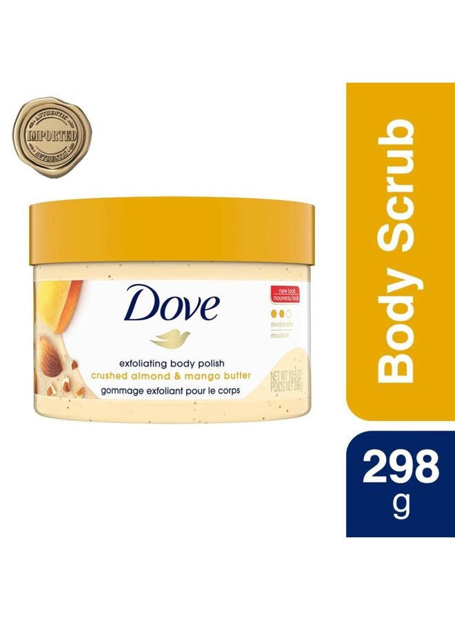 Dove Scrub Crushed Almond & Mango Butter For Silky Smooth Skin Body Scrub Exfoliates & Restores Skin's Natural Nutrients 10.5 oz - Image 2