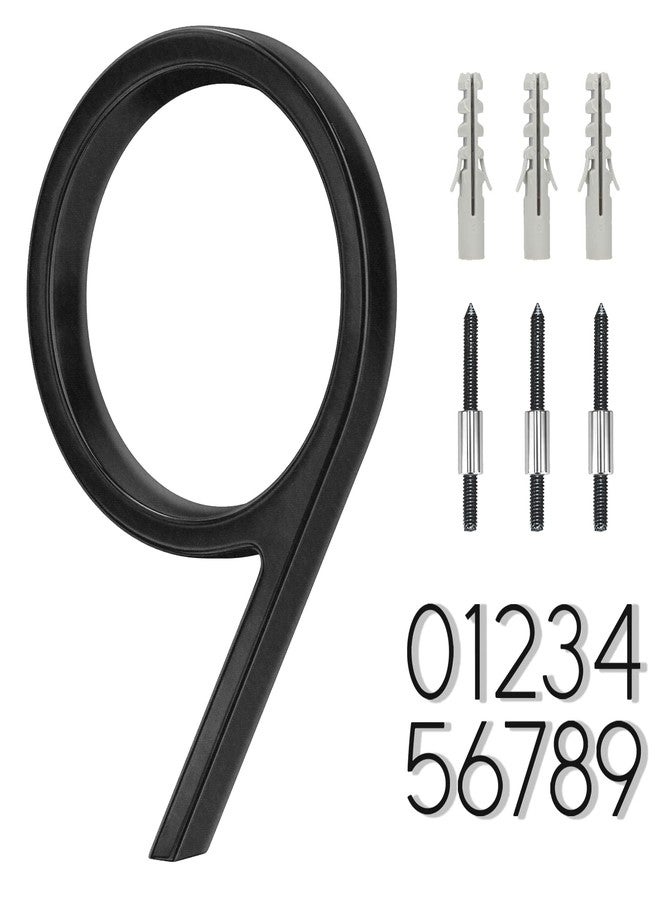 OLADOT 6" Stainless Steel Floating House Number 9, Metal Modern House Numbers, Mailbox Decor Number with Nail Kit, Coated Black, 911 Visibility Signage (Large 9) - Image 1