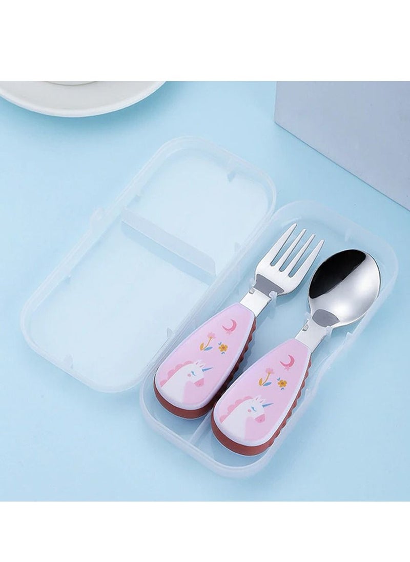Brain Giggles BrainGiggles Kids Cutlery Set with Case (Unicorn)  - Image 1