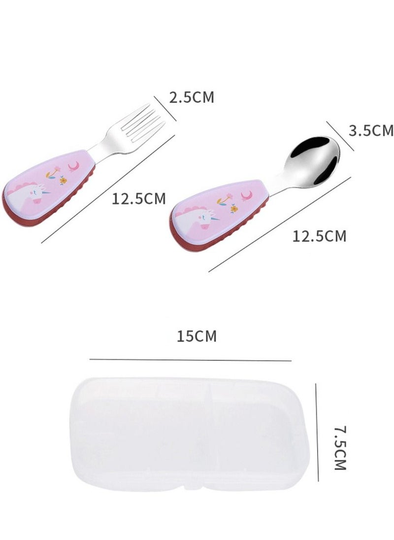 Brain Giggles BrainGiggles Kids Cutlery Set with Case (Unicorn)  - Image 2