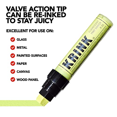 KRINK K55 Fluorescent Waterbased 30ml Marker - Yellow - Image 4