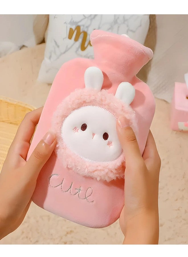 SID MAGIC Fluffy Hot Water Bag Bottle 1000ml - Cute Animal Cover for Women - Pain Relief & Anti-Cold Therapy - Durable, Leak-Proof Design (Pink) - Image 2