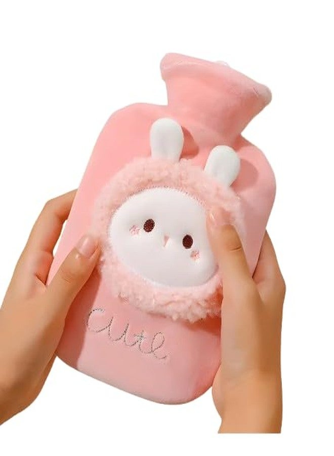 SID MAGIC Fluffy Hot Water Bag Bottle 1000ml - Cute Animal Cover for Women - Pain Relief & Anti-Cold Therapy - Durable, Leak-Proof Design (Pink) - Image 1