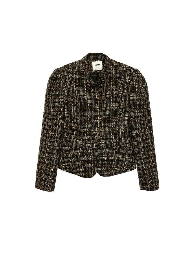 Tweed Peplum Checked Jacket