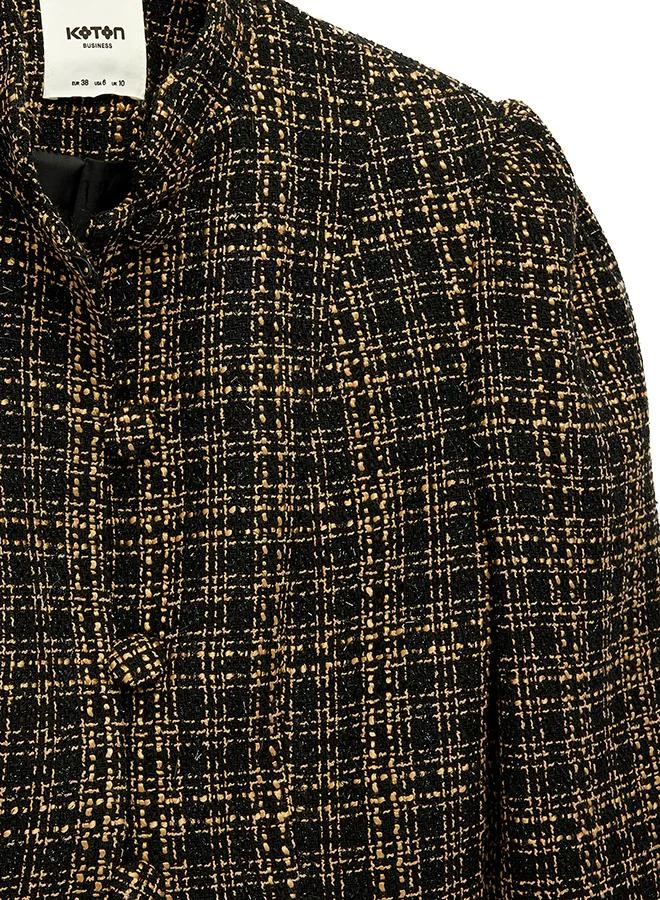 Koton  Tweed Peplum Checked Jacket for Women | Best Price UAE
