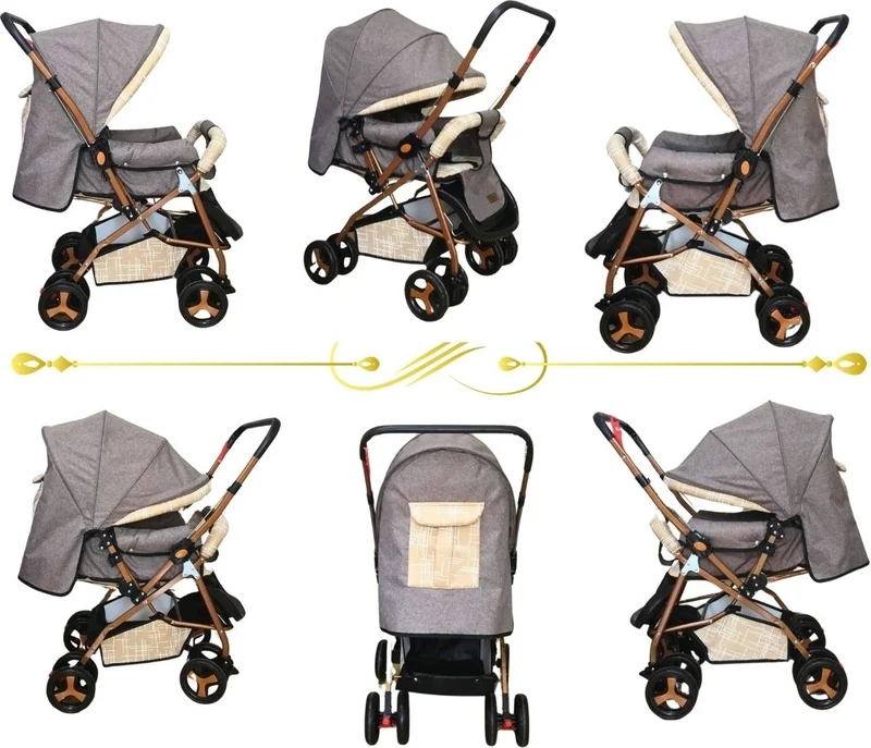 Vav Baby Dual Comfort Line Double Stroller Beige-Gold