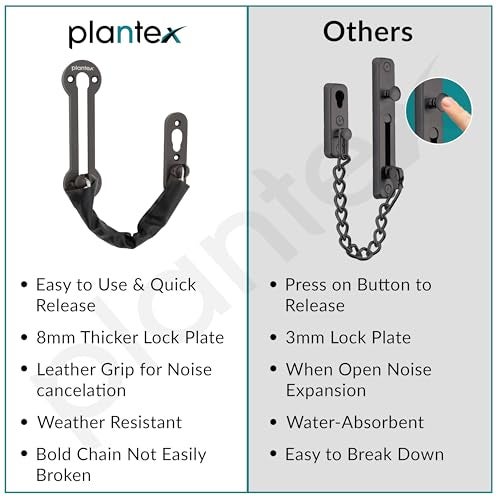 Plantex Door Chain Lock for Main Door/Door Safety Chain/Door Chain Latch/Door Lock for Kids Safety/Chain Lock for Door with Rubber Grip - Pack of 1 (Matt Grey) - Image 4