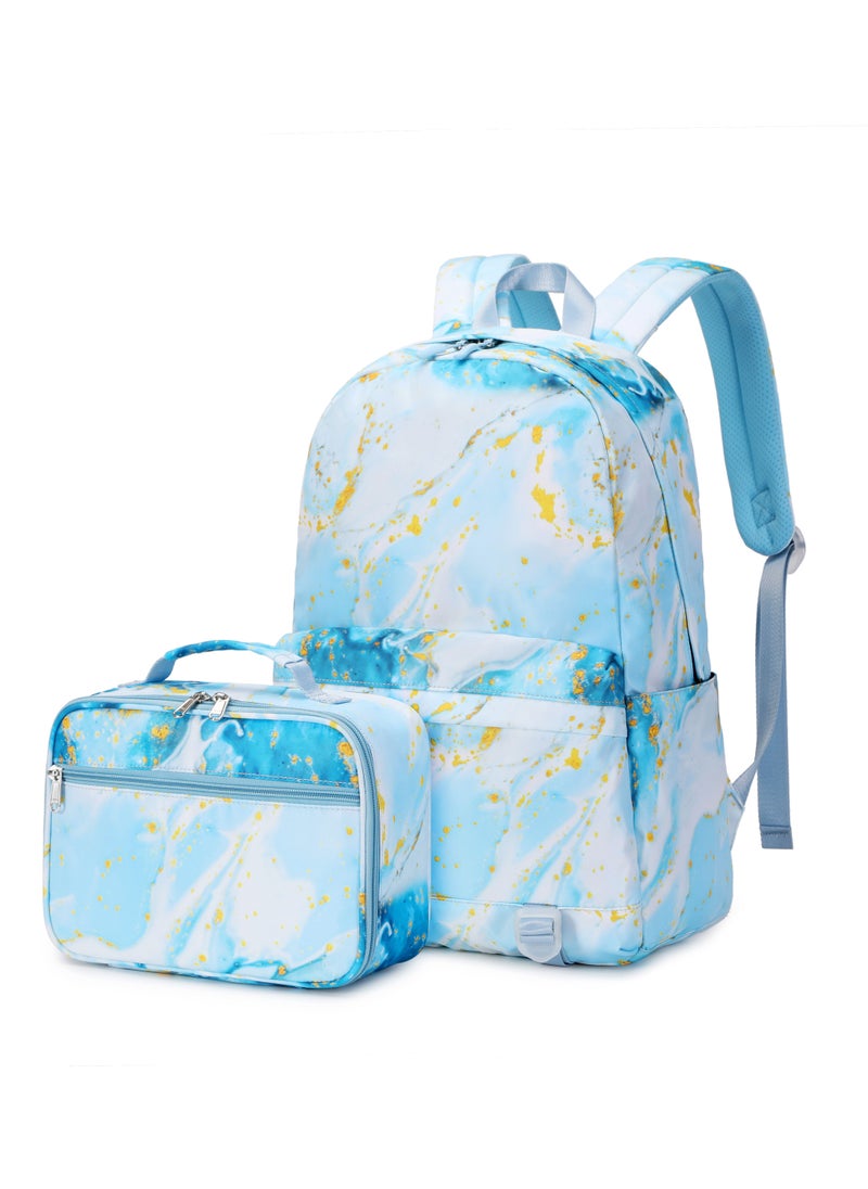 Loquat Sweet Printed Schoolbag Fashionable Two-Piece Backpack For Girls Blue  - Image 1