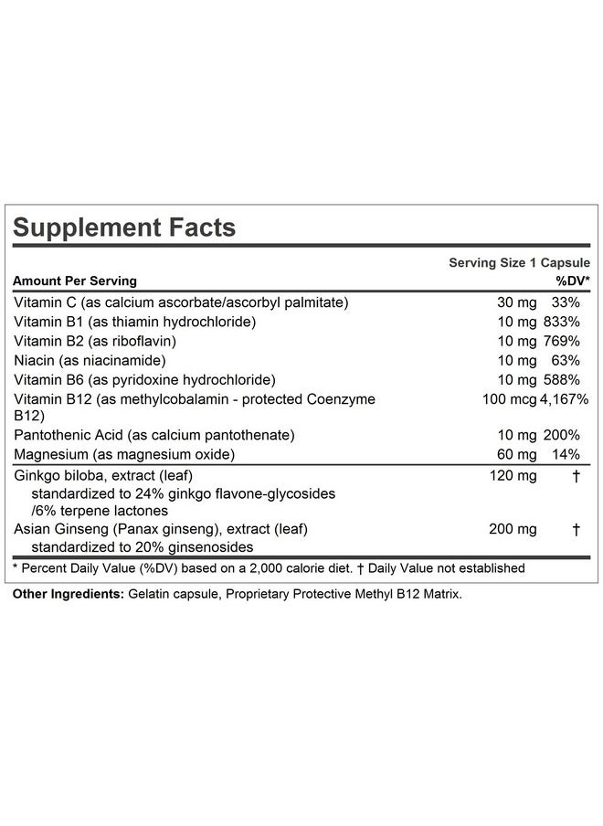 Andrew Lessman Ginkgo 120 Plus Ginseng 20030 Capsules Standardized Extract Blend To Support Brain Memory And Cognitive Function. Adaptogen Combats Stress And Fatigue. No Additives  - Image 3