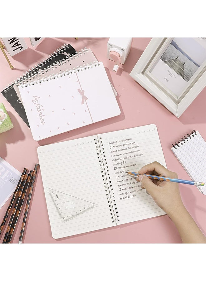 Lemon 4 Pack Pink Bow Spiral Notebooks, A5 Aesthetic Journals for Women, Cute Bow Preppy School Supplies, Kawaii Bow Tie Pattern, Perfect for School, Office, and Gifts (Pink, Bow Style) - Image 5