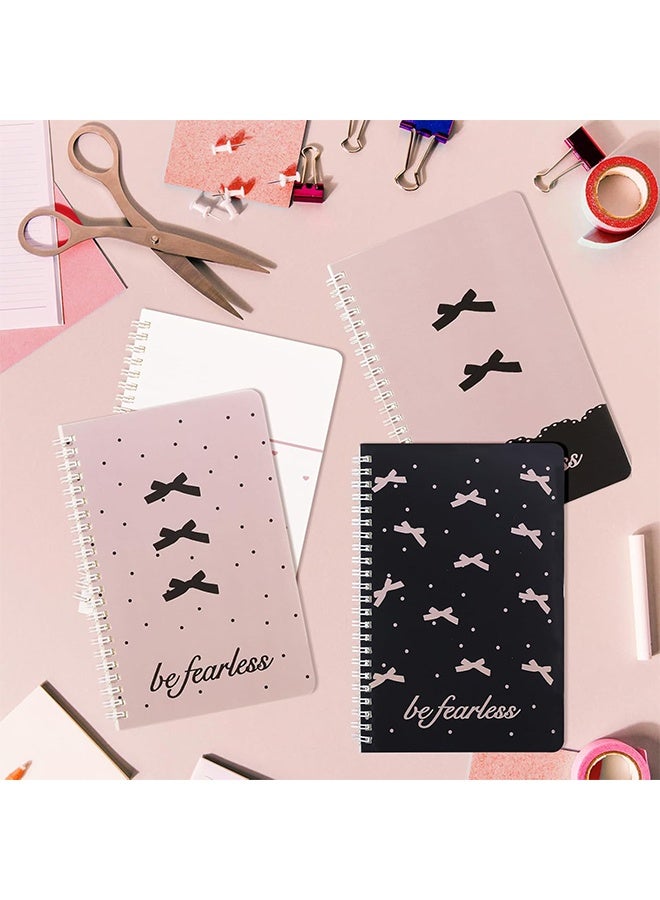 Lemon 4 Pack Pink Bow Spiral Notebooks, A5 Aesthetic Journals for Women, Cute Bow Preppy School Supplies, Kawaii Bow Tie Pattern, Perfect for School, Office, and Gifts (Pink, Bow Style) - Image 3