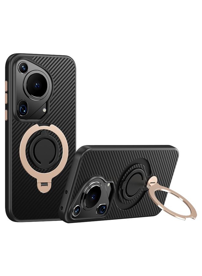 جرين تايجر جراب لهاتف Huawei Pura 70 Ultra مصنوع من ألياف الكربون MagSafe مع حامل دوار 360 درجة - Image 1