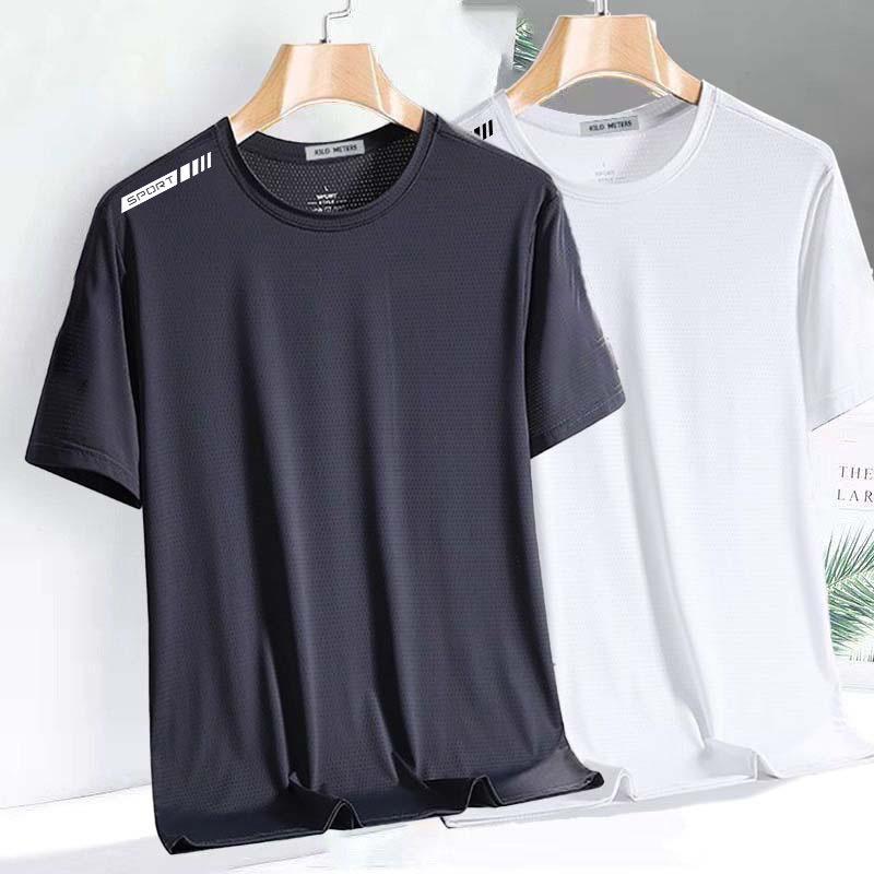 Fast Delivery Ice Silk Short-Sleeved T-Shirt Men'S Summer Loose Round Neck Plus Size Men'S Casual All-Matching T-Shirt - Image 3