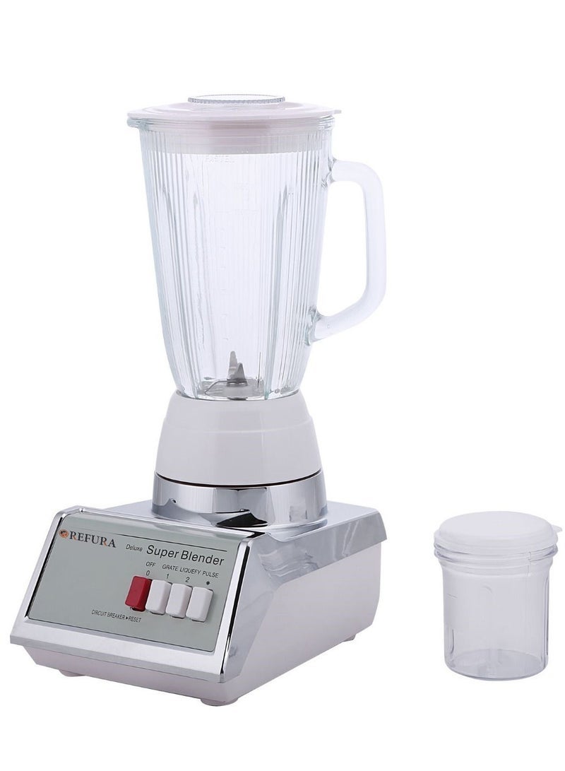 REFURA 2 in 1 Blender 450W White RE-10203 Countertop Blender Mixer with Stainless Steel Blade, Safety Lock System, 1.4 L Unbreakable Jar, Grinding Cup | Kitchen Appliances - Image 1