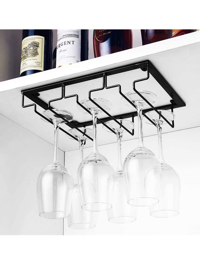 SYOSI Under Cabinet Wine Glass Rack, Stemware Holder for Glasses Storage , Metal Organizer for Bar and Kitchen, Space Saving Black Design  - Image 4