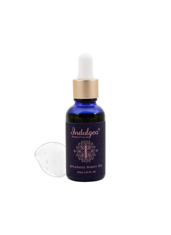 Indulgeo ESSENTIALS Splendid Night Oil For Face Anti Pigmentation Oil, 30Ml Anti-Aging, Night Beauty Skincare, Brightening & Tan Removal For All Skin Types, 100% Organic  - Image 1