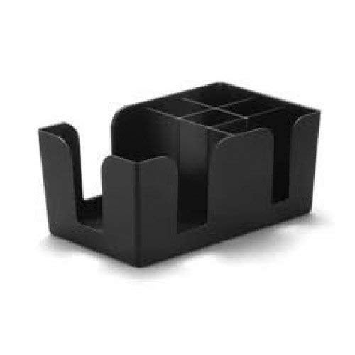 THW® Bar Caddy/Bar Condiment Caddy Organizer with Compartment of Napkin Holder & Straw Holder - Black Color (6 Compartments) - Image 3
