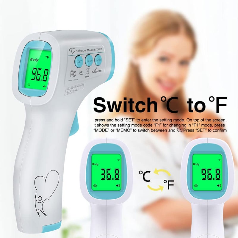 HeTaiDa Digital Thermometer for Adults and Kids, No Touch Forehead Thermometer for Baby, 2 in 1 Body Surface Mode Infrared Thermometer with Fever Alarm and Instant Accuracy Readings - Image 5